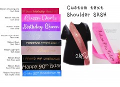 SHOULDER SASH - Front print only - Personalised custom print satin ribbon 